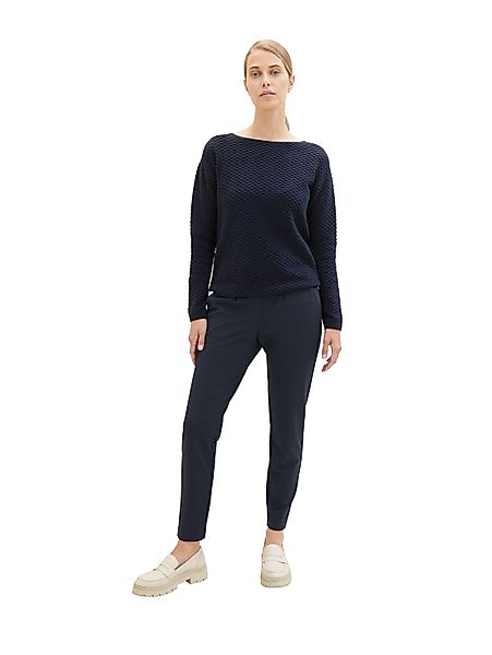 Tom Tailor Damen Hose JERSEY LOOSE ANKLE - Relaxed Fit Schwarz Blau Grau günstig online kaufen