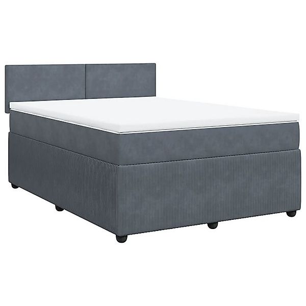 vidaXL Boxspringbett Boxspringbett mit Matratze Dunkelgrau 160x200 cm Samt günstig online kaufen