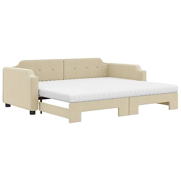 vidaXL Bett, Tagesbett Ausziehbar mit Matratzen Creme 100x200 cm Stoff günstig online kaufen
