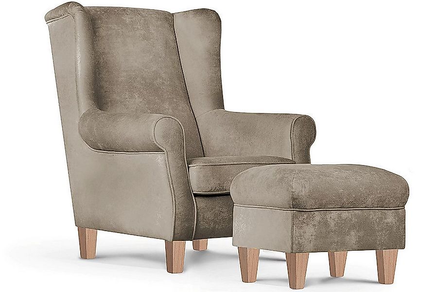 KONSIMO® Ohrensessel MILES Einzelsessel mit Sitzhocker, mit Armlehnen,pfleg günstig online kaufen