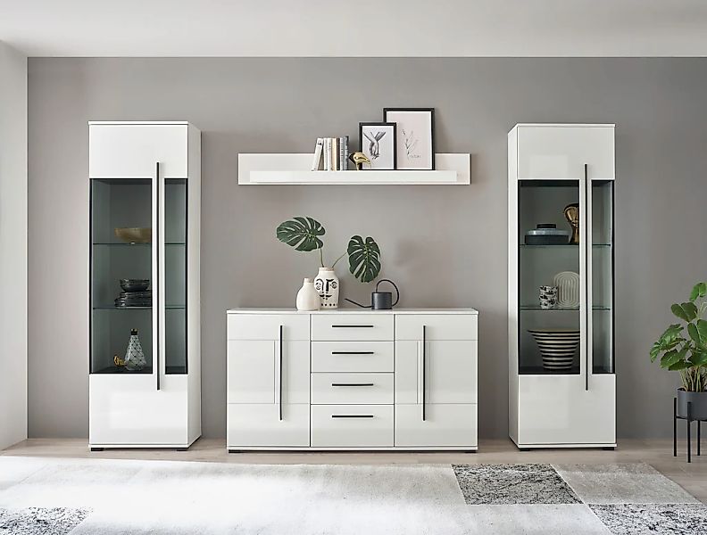 INOSIGN Wohnwand "Cantara, moderne Anbauwand, Wohnzimmer-Set, in Eiche Evok günstig online kaufen