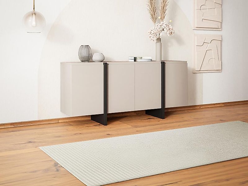 Sideboard mit 4 Türen - MDF - Beige & Schwarz - LUVONIA günstig online kaufen