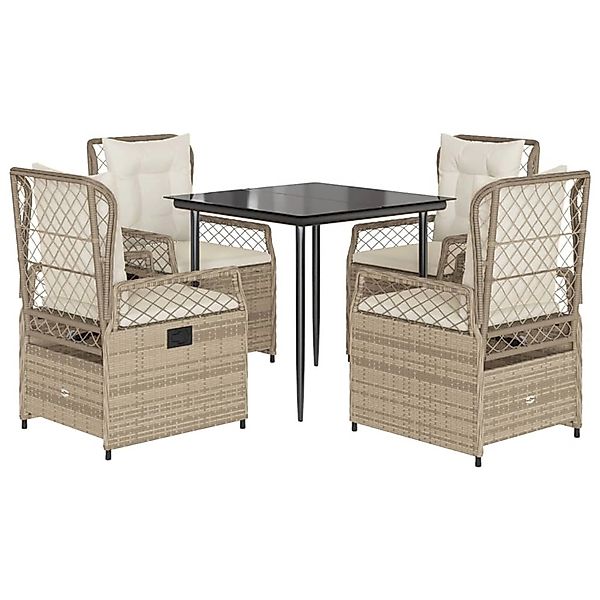 vidaXL 5-Tlg Garten-Essgruppe mit Kissen Beige Poly Rattan 3263014 günstig online kaufen