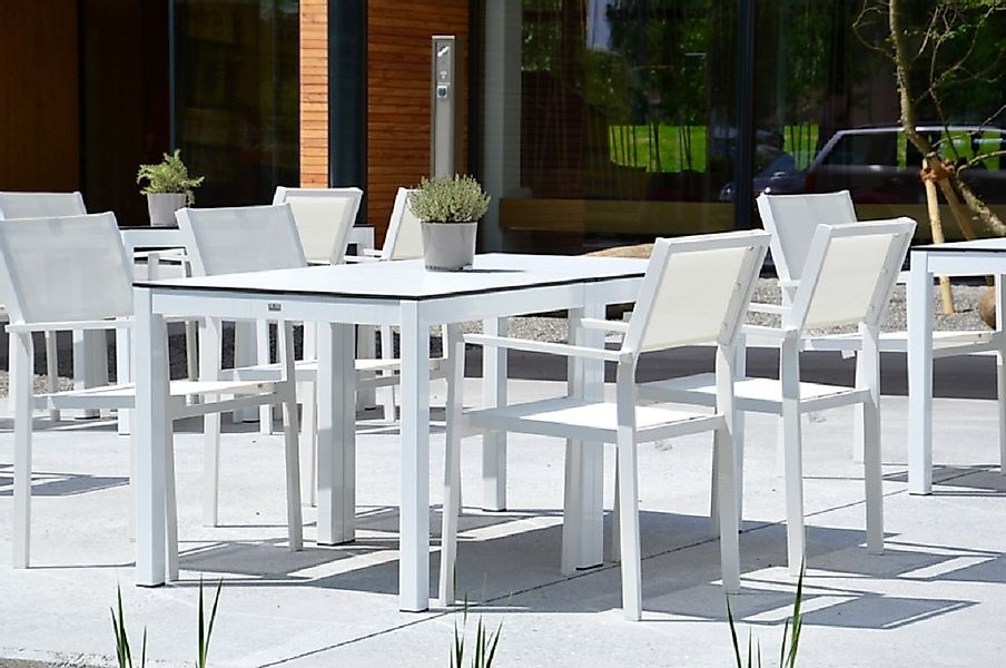 Outdoor Tisch Quadrat Hpl-Schichtstoff weiß / weiß 80x80 günstig online kaufen