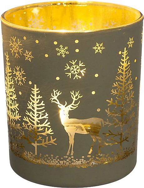 Creativ deco Teelichthalter "Weihnachtsdeko" mit goldfarbener Innenseite günstig online kaufen