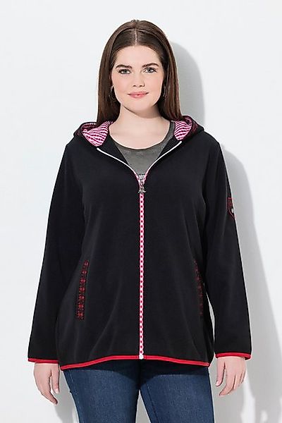 Ulla Popken Sweatjacke Trachten-Fleecejacke Kapuze Zierstickerei Langarm günstig online kaufen