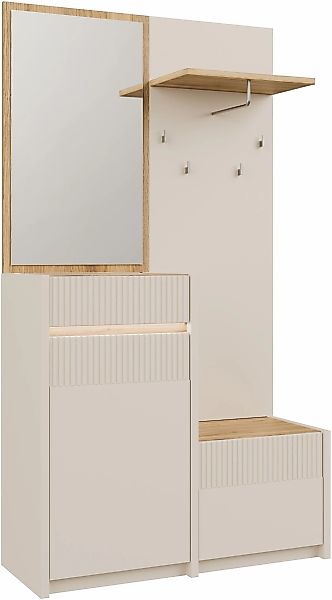FORTE Kompaktgarderobe, B/H/T 108,4 /195,9/41,7 cm Spiegel, Haken, Kleiders günstig online kaufen