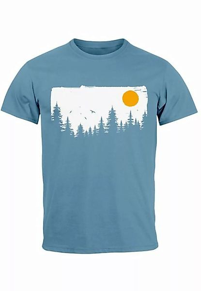 Neverless Print-Shirt Herren T-Shirt Wald Bäume Outdoor Adventure Abenteuer günstig online kaufen