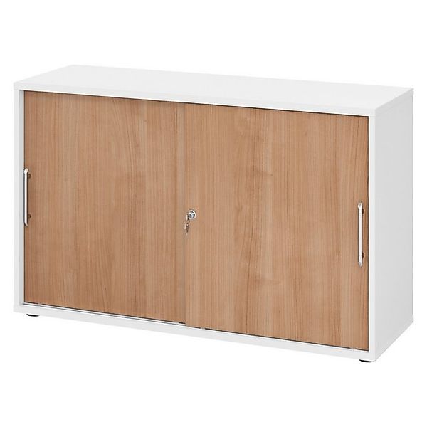 bümö Aktenschrank office Schiebetürenschrank Dekor: Weiß/Nussbaum - Griffe: günstig online kaufen