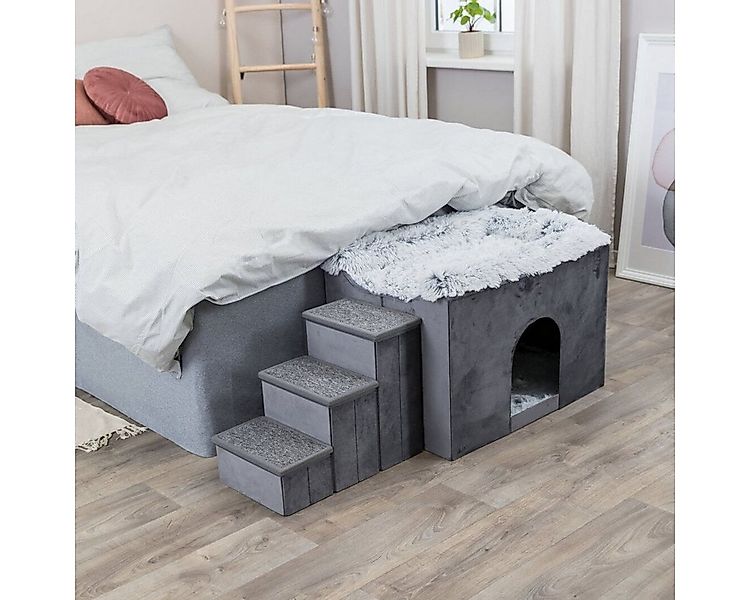 TRIXIE Schlafhöhle Höhle Harvey mit Treppe grau/weiß-schwarz für Katzen günstig online kaufen