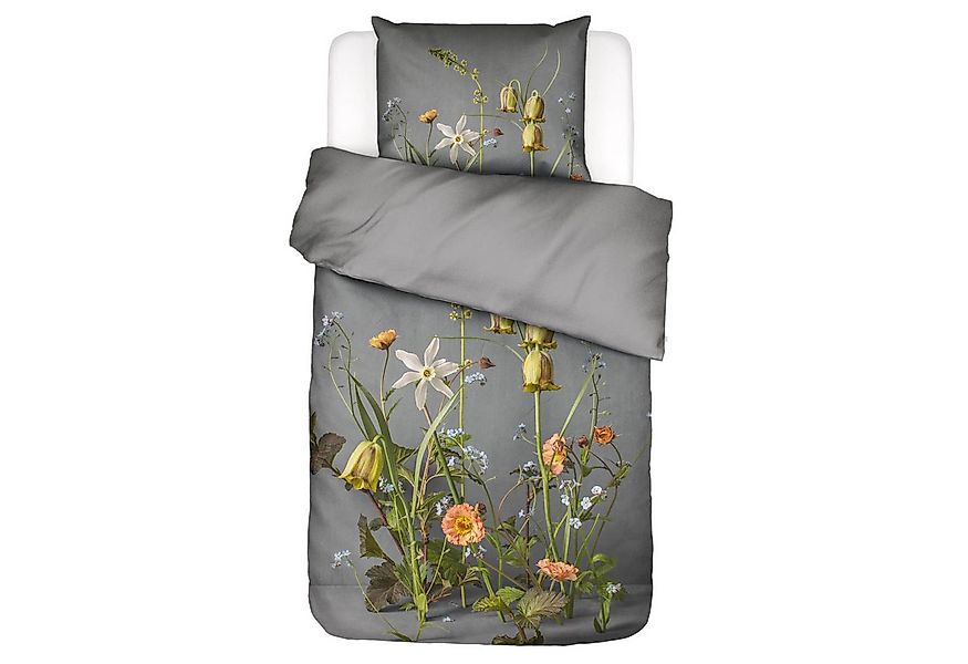 Essenza Bettwäsche Ficaria Grey Satin, Satin, 2 teilig, Narzissen, Floral, günstig online kaufen