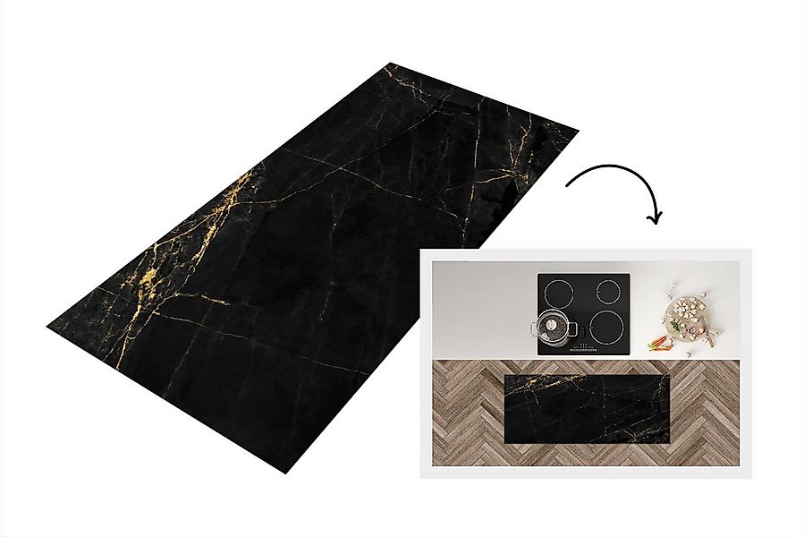 MuchoWow Küchenläufer Marmoroptik/print - Luxus - Schwarz - Gold, aus Kunst günstig online kaufen