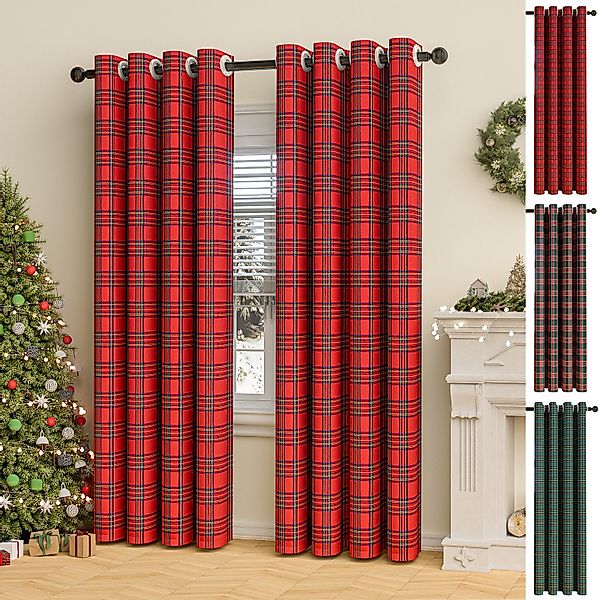 LMaxhome Verdunkelungsvorhang Blickdicht Karierter Weihnachtsvorhang Tartan günstig online kaufen