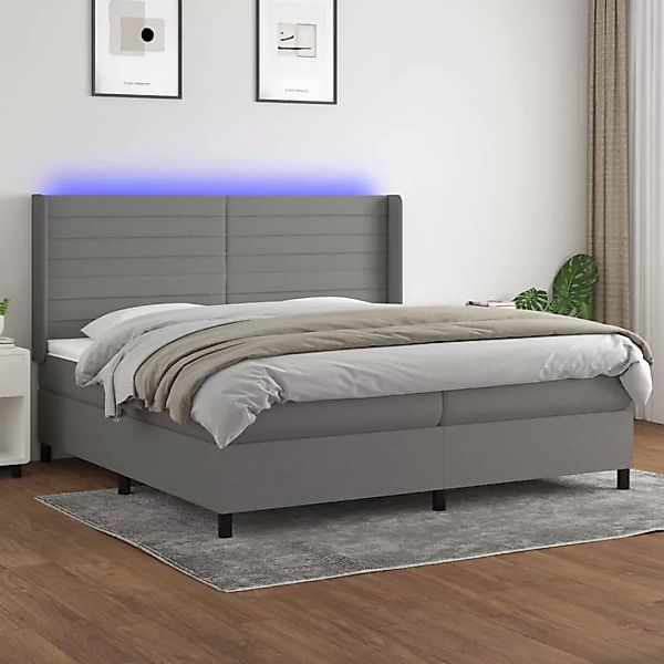 vidaXL Boxspringbett Boxspringbett mit Matratze LED Dunkelgrau 200x200 cm S günstig online kaufen