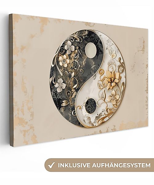 OneMillionCanvasses® Leinwandbild Yin Yang - Blumen günstig online kaufen
