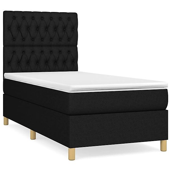 vidaXL Boxspringbett mit Matratze Schwarz 90x200 cm Stoff1378931 günstig online kaufen