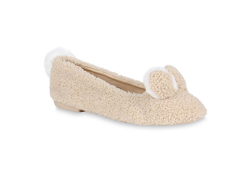 VAN HILL 819088 Ballerina Damen Klassische Ballerinas Kunstpelz Slipper Pom günstig online kaufen