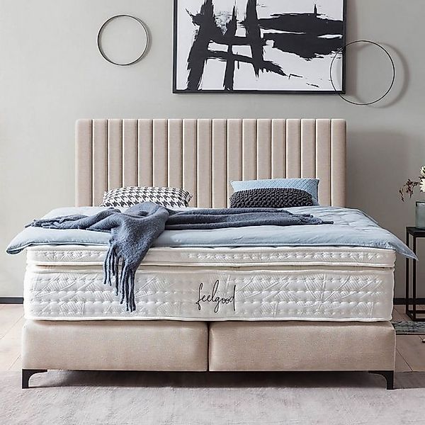 BettCo Boxspringbett Paris (in Beige Webstoff, 140 x 200 cm), Pfeifensteppu günstig online kaufen