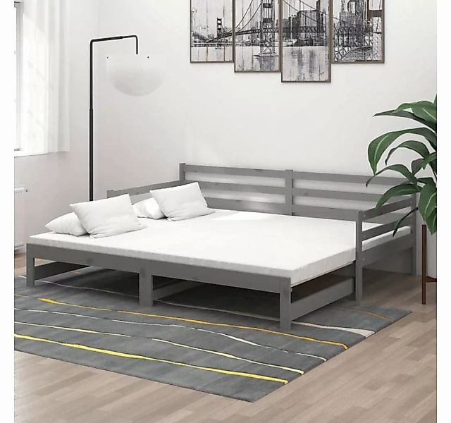 furnicato Bett Ausziehbares Tagesbett 2x(90x200) cm Grau Massivholz Kiefer günstig online kaufen