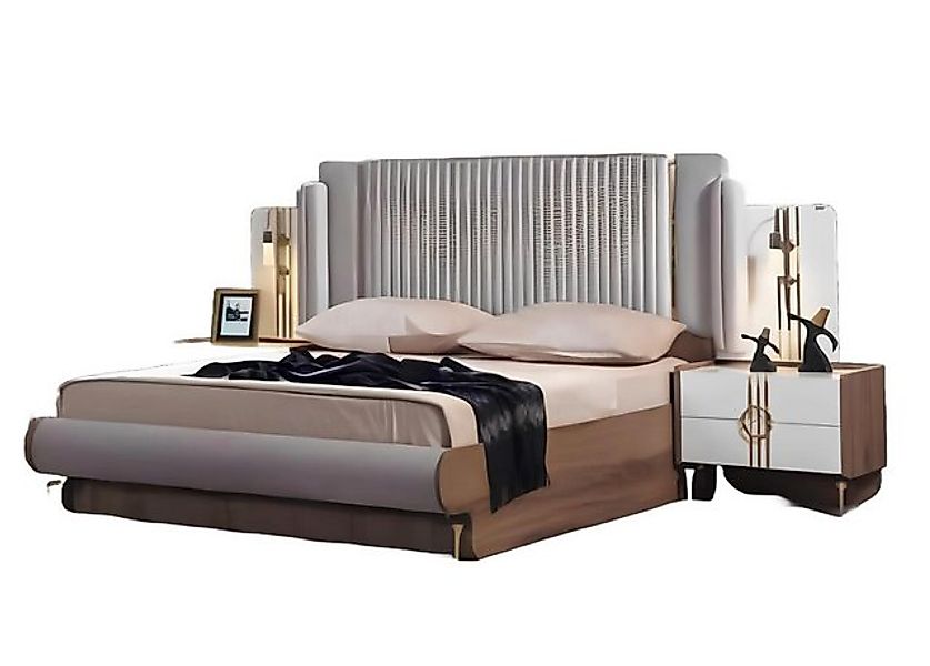 JVmoebel Bett Modernes luxuriöses Polstermöbel Bettgestell aus echtem Holz günstig online kaufen