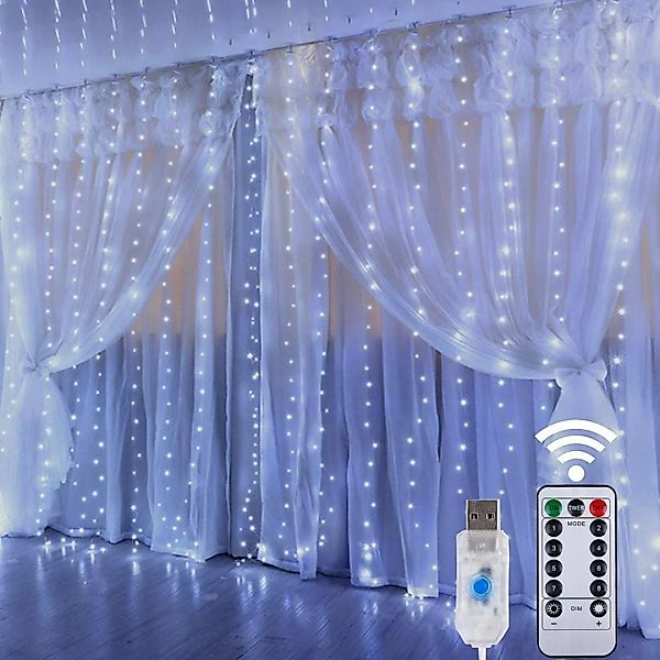MUPOO LED-Lichtervorhang 3M*3M 300 LED USB günstig online kaufen