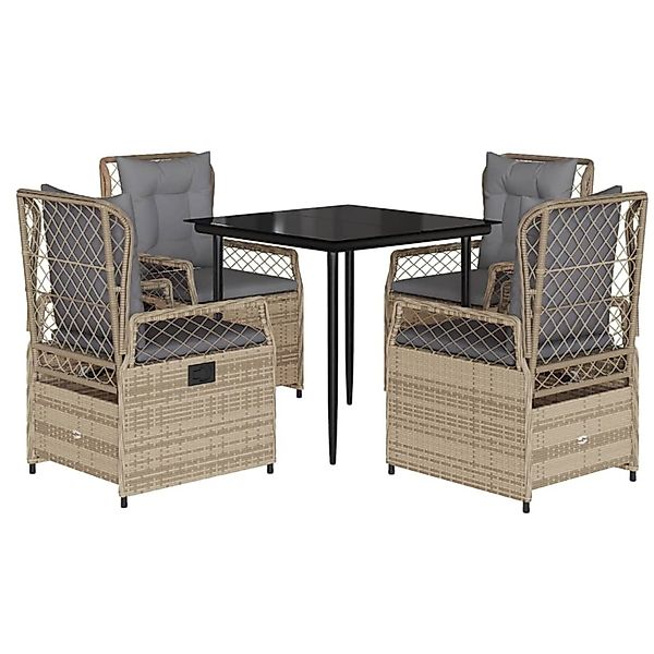 vidaXL 5-Tlg Garten-Essgruppe mit Kissen Beige Poly Rattan 3263000 günstig online kaufen