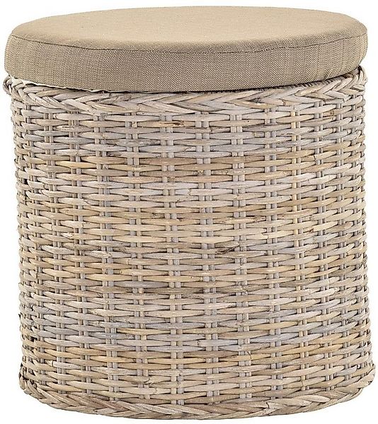 Krines Home Wäschekorb Rattan Sitzhocker mit Stauraum Rund Badhocker Sitz g günstig online kaufen