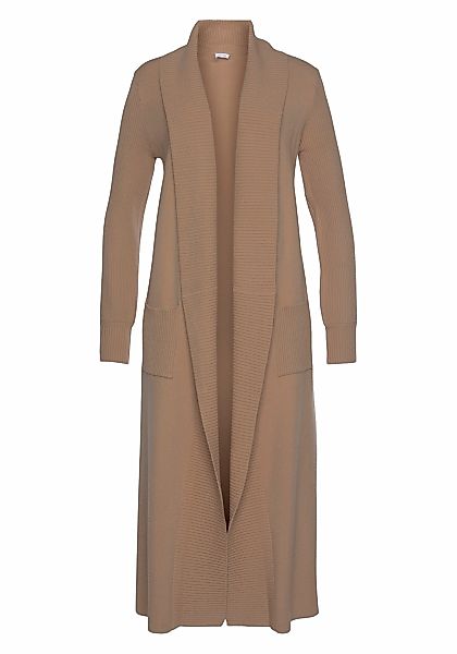 LASCANA Longstrickjacke mit Rippstrickdetails und Taschen, lässiger Strickm günstig online kaufen