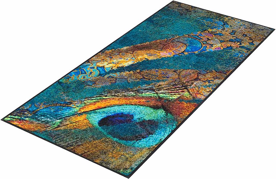 wash+dry by Kleen-Tex Teppich "Exotic Pavo" rechteckig 7 mm Höhe rutschhemm günstig online kaufen