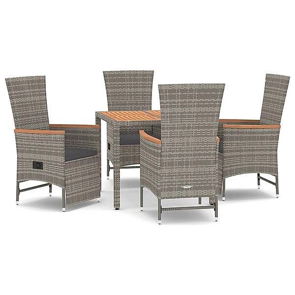 vidaXL 5-Tlg Garten-Essgruppe mit Kissen Grau Poly Rattan 3157548 günstig online kaufen