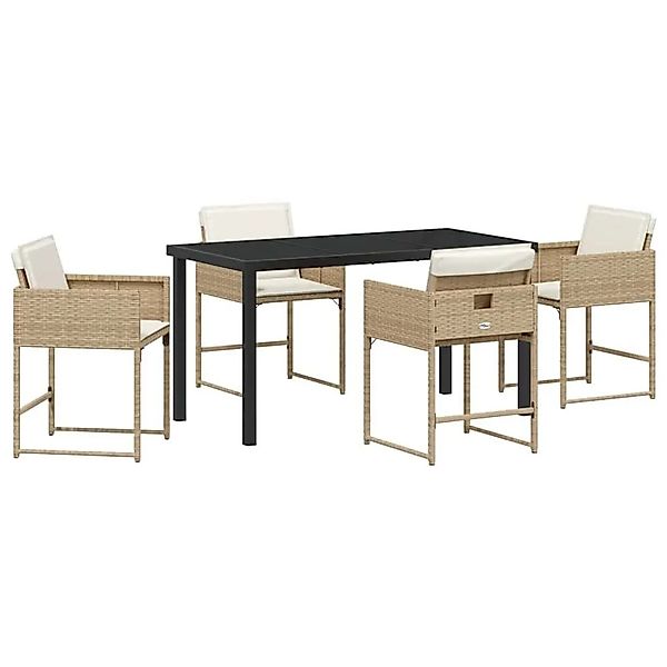 vidaXL Garten Essgruppe 5-Tlg Beige Poly-Rattan 3380730 günstig online kaufen
