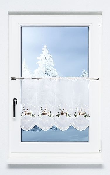 Plauener Spitze® Scheibengardine Weihnachtshaus, (1 St), günstig online kaufen