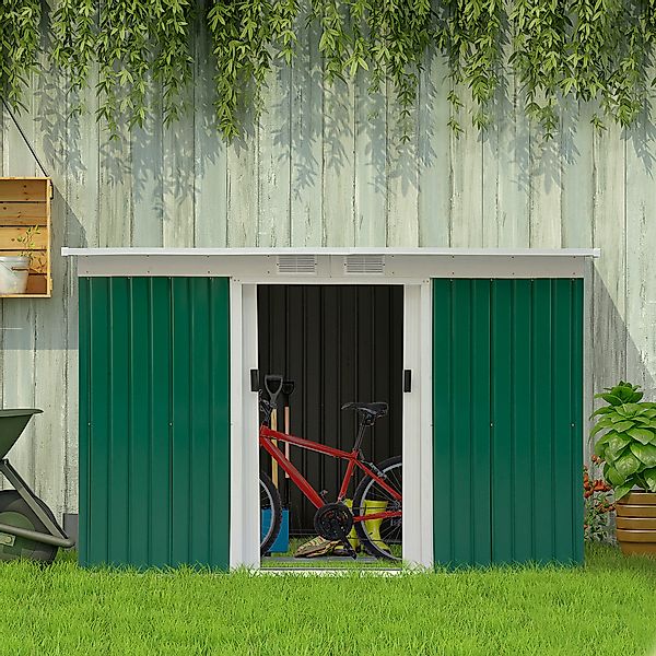 Outsunny Gerätehaus, Gartenhaus, Geräteschuppen mit Schiebetür, Lüftungsfen günstig online kaufen