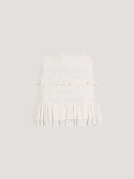 Apricot Minirock Gesmokter Rüschenrock mit elastischem Bund günstig online kaufen