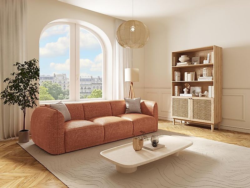 Sofa 3-Sitzer - Strukturstoff - Terracotta - JUNETI günstig online kaufen