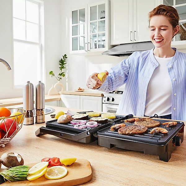 Kontaktgrill XXL 2200W 34x33,5x13cm schwarz edelstahl günstig online kaufen