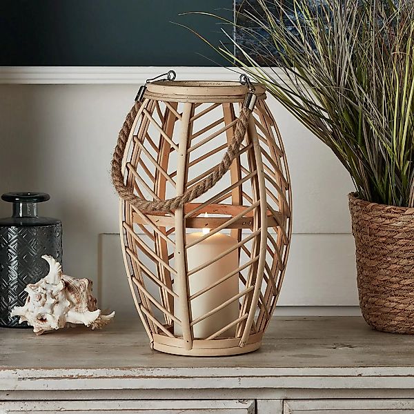 Große Bambus Laterne mit TruGlow® Outdoor Kerze günstig online kaufen