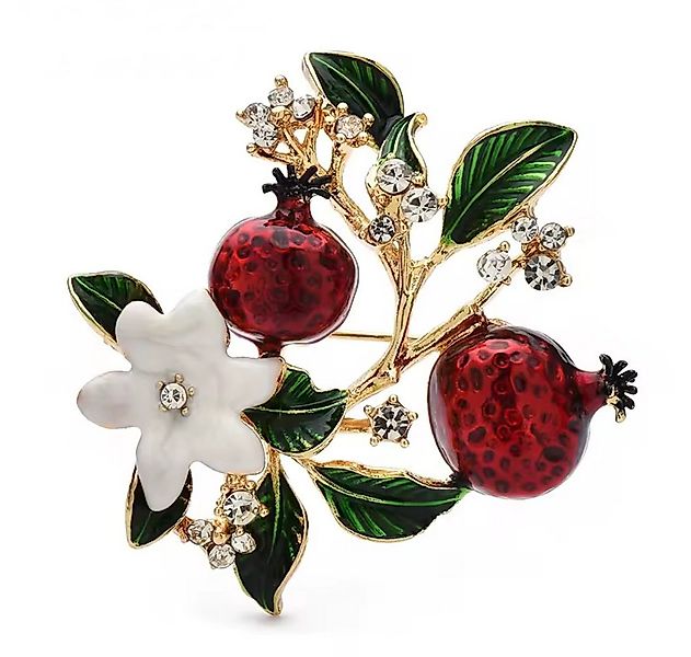 Dark-Desires Brosche Vintage Granatapfel Brosche mit Emaille und Strass, Da günstig online kaufen