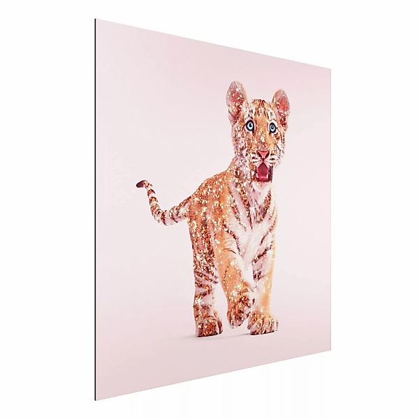 Alu-Dibond Bild - Quadrat Tiger mit Glitzer günstig online kaufen