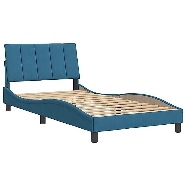furnicato Bettgestell ohne Matratze "Hanko" Blau 100x200 cm Samt (1-tlg) günstig online kaufen