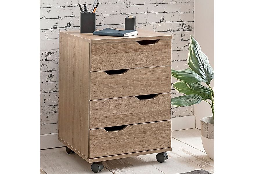 FINEBUY Rollcontainer SV51850 Schreibtischcontainer 40 x 60 x 40 cm Holz Bü günstig online kaufen