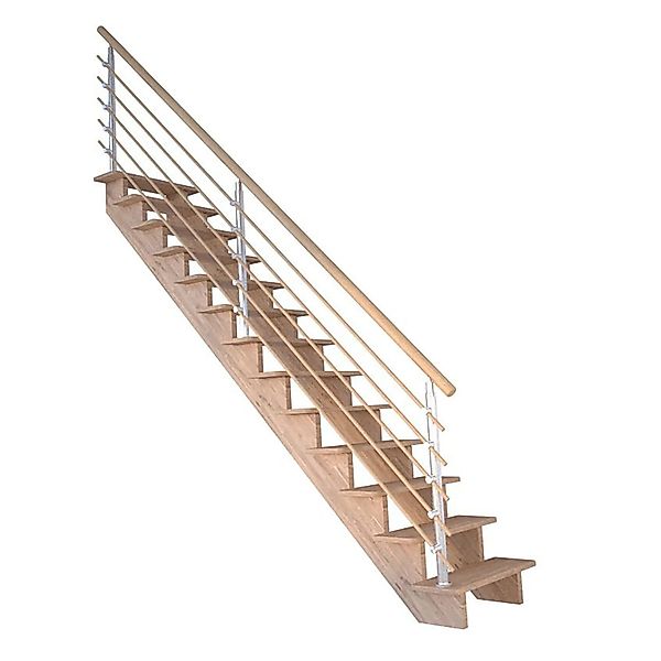 Treppe Lindos Pro Eiche Gerade 100 cm Design-Geländer-Holzstäbe FSC® günstig online kaufen