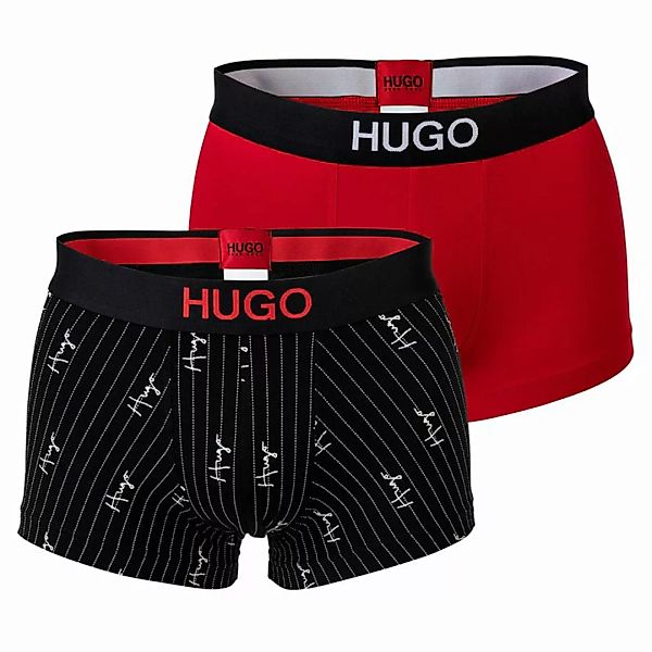 HUGO Herren Boxer Shorts, 2er Pack - Trunks, Logobund, Cotton Stretch, Must günstig online kaufen