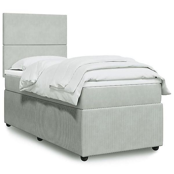 vidaXL Bettgestell Boxspringbett mit Matratze Hellgrau 90x200 cm Samt Bett günstig online kaufen