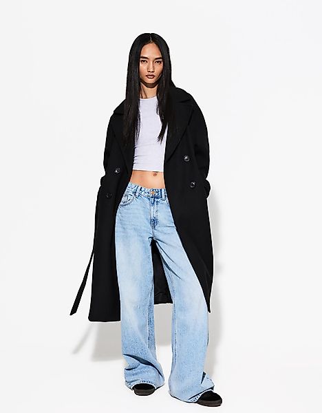 Bershka Trenchcoat Damen S Schwarz günstig online kaufen