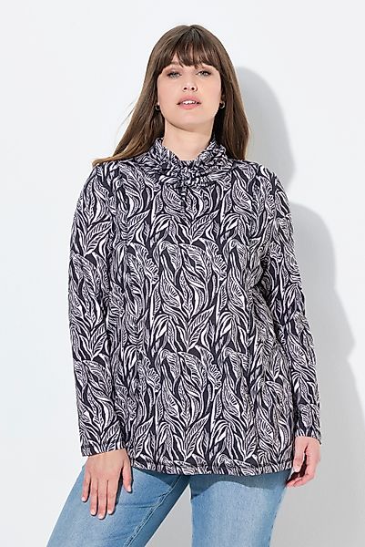 Ulla Popken Longshirt Shirt Blätter Stehkragen günstig online kaufen