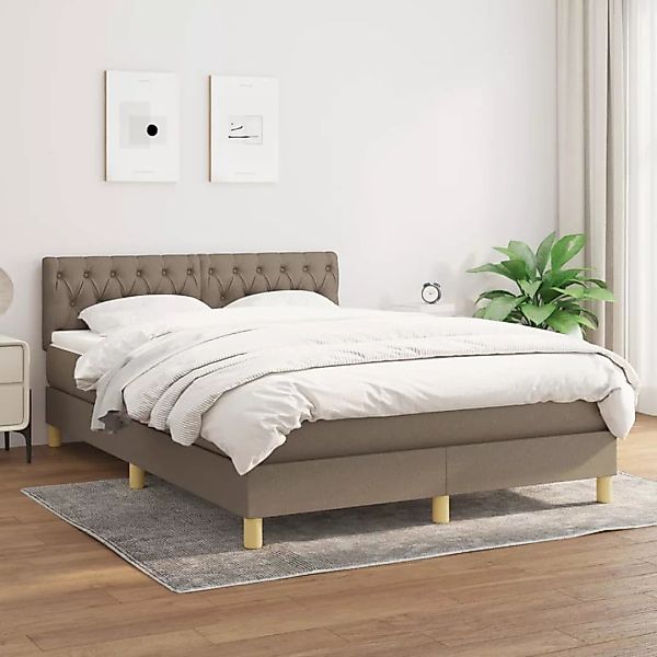 Vidaxl Boxspringbett Mit Matratze Taupe 140x200 Cm Stoff günstig online kaufen