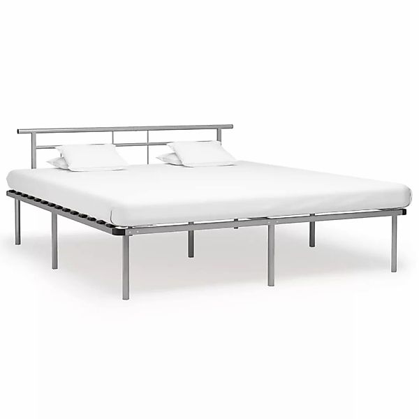 Bettgestell Grau Metall 200x200 Cm günstig online kaufen