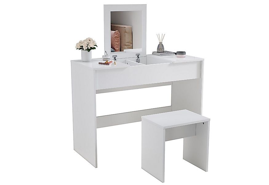 SONNI Schminktisch Schminktisch mit LED-Beleuchtung weiß, Frisiertisch, Dic günstig online kaufen