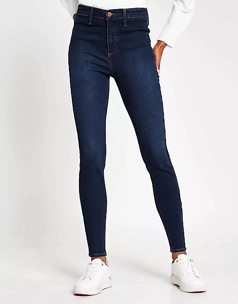 River Island – Kaia – Eng geschnittene Jeans mit hohem Bund in verwaschenem günstig online kaufen